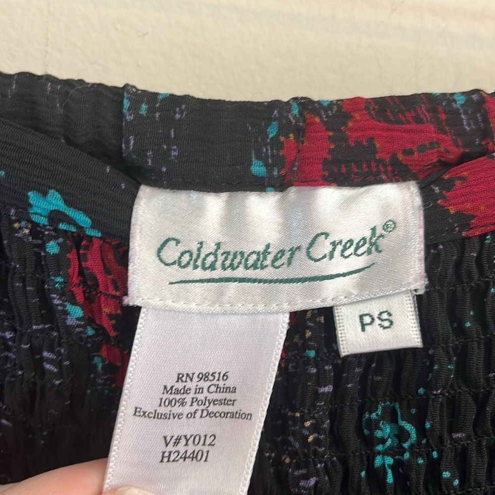 Coldwater Creek Boho MIDI Skirt Smocked Paisley Chiffon Practical Magic Festival - Picture 4 of 6